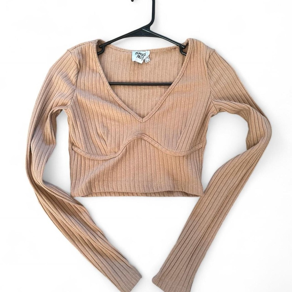 Tan princess Polly long sleeve crop top